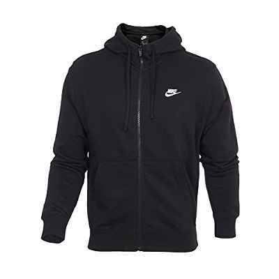 NIKE Club Hoodie Ft Sudadera con Capucha y Cremallera Completa, Hombre, Negro (Black/Black/White), L