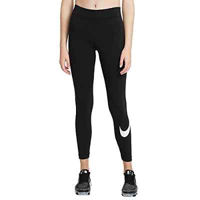 NIKE CZ8530-010 W NSW ESSNTL LGGNG Swoosh MR Leggings Womens Black/(White) M