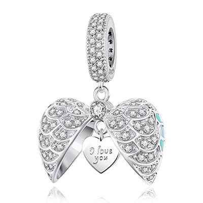 NINAQUEEN Abalorios Charms para Mujer, Plata de Ley 925, Charms Colgantes Corazón con "I Love You Forever" Compatible con Pulsera Pandora, Regalos para Ella , Caja de Joyería Incluida, Azul