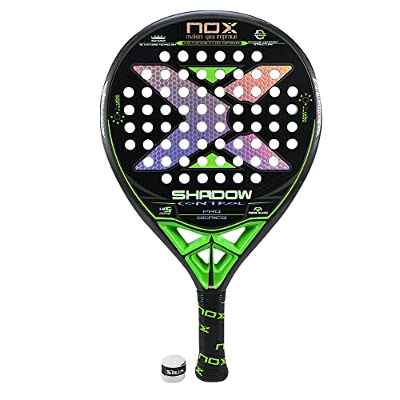 Nox Shadow Control Fiber + Overgrip Incluido | Pala de Padel Fabricada en Fibra de Vidrio y de Carbono + Overgrip Incluido - Palas de Pádel para Hombre de Nivel Avanzado