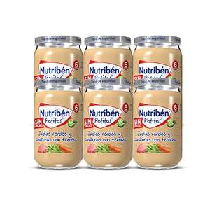 Nutribén Potitos De Ternera con Judías Verdes Y Zanahoria, Desde los 6 Meses, Pack 6 x 235gr