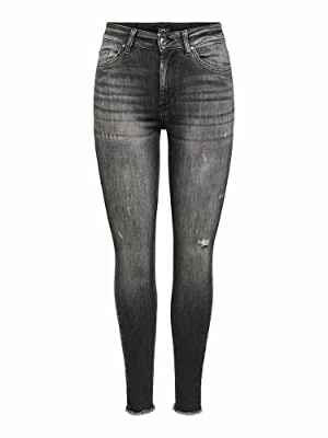 Only ONLBLUSH Life Mid SK AK RW REA787 Noos Jeans, Black Denim, S / 30 De Las Mujeres