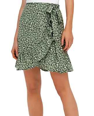 Only Onlolivia Wrap Falda Wvn Noos, Verde cuño/AOP:Hella Graphic, L para Mujer