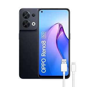 OPPO Reno8 5G - Teléfono Móvil Libre, 8GB+256GB, Cámara 50+8+2+32 MP, Batería 4500mAh, Carga Rápida 80W, Dual SIM - Negro