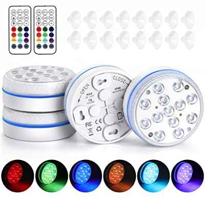Orelpo Luces Led Sumergibles, Luces Led De Piscina Impermeables Con Control Remoto (Rf), Luces De Piscina SubacuáTicas, 16 Colores, Estanque, JarróN, Piscina Y DecoracióN De Fiestas (4pcs)