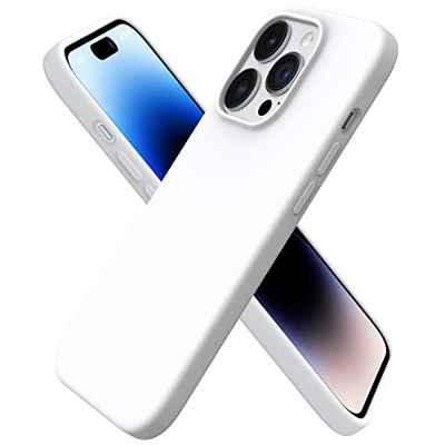 ORNARTO Funda Compatible con iPhone 14 Pro 6,1" 2022 Silicona, Protección de Cuerpo Completo,Carcasa de Silicona Líquida Suave Antichoque Case Blanco