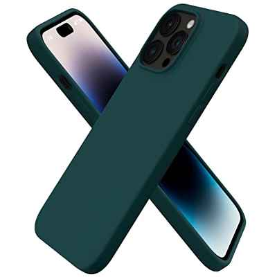 ORNARTO Funda Compatible con iPhone 14 Pro MAX 6,7" 2022 Silicona, Protección de Cuerpo Completo,Carcasa de Silicona Líquida Suave Antichoque Case Verde Oliva