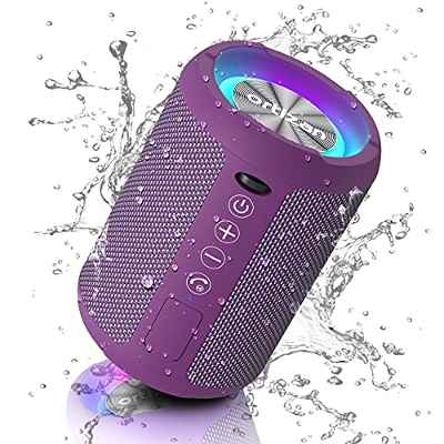 Ortizan Altavoz Bluetooth Inalámbrico con Luz LED, Mini Altavoces Portátiles Rich Bass, Bluetooth 5.0 y 15H, Altavoces Impermeables IPX6, Altavoz Bluetooth Exteriores, Morado