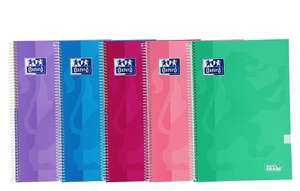 Oxford, Cuadernos A4 (Folio) Cuadrícula 4x4, Tapa Extradura, 80 Hojas, Pack 5 Libretas, Colores Tendencia