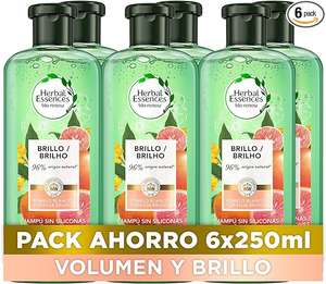 Pack 6 Herbal Essences Champú Brillo Con Pomelo Blanco Para Pelo Apagado, 6x250ml