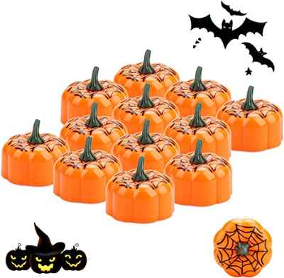 Pack de 12 candelitas con forma de calabaza