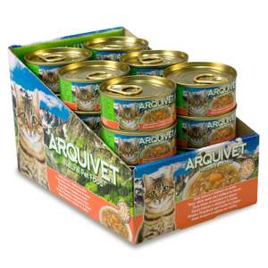 Pack de 24 Latas de comida para gatos súper Premium de atún Blanco con salmón en Salsa, 80gr unidad.