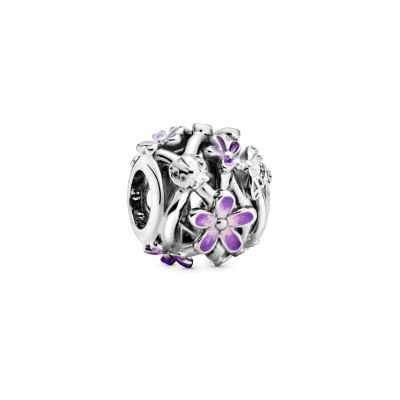 PANDORA Charm margarita morada filigrana 798772C02 plata