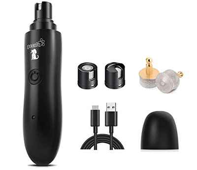 Pecute Lima de Uñas Eléctrica para Perro Gato Mascotas Mediano y Grande, Cortaunas Perro, Amoladora del Clavo Recargable y de Bajo Ruido, Dos Grados Velocidad Variable con Cable USB (Negro) (L, Azul)