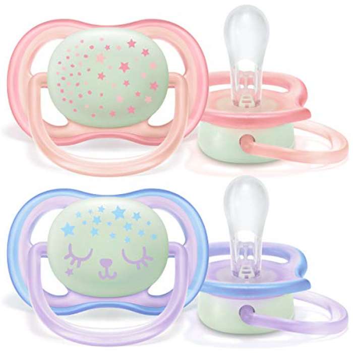 Philips Avent Pack de 2 chupetes Ultra Air Nocturno que brilla