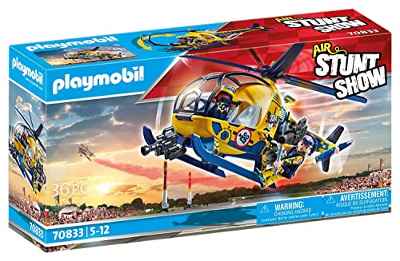 PLAYMOBIL Air Stuntshow 70833 Helicóptero Rodaje de película, Avión de Juguete con tripulación, Juguetes para niños a Partir de 5 años