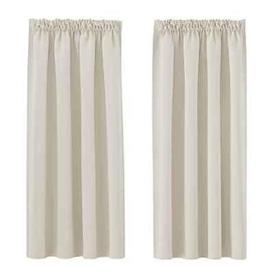 PONY DANCE Cortinas de Salon Modernas Cortinas Opacas Termicas para Riel con Ganchos Cortinas Termicas Aislantes Frio y Calor, 2 Piezas, 140x145 CM, Beige Claro