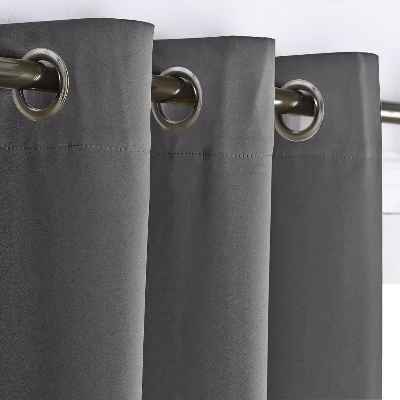 PONY DANCE Cortinas Salon Grises con Ollaos - Panel Largo Térmico Aislante Separador Ambientes para Dormitorio Puerta Probador Comedor Oficina/Telas Gruesas Suaves, 1 Ud, 140 x 240 cm (An x L)