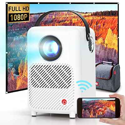 Proyector Portatil, Proyector WiFi Nativo 1080P Full HD, Mini Proyector Soporta 4K Video, Proyector de Teléfono Inteligente para iOS / Android Compatible con TV Stick / Switch / PC / USB