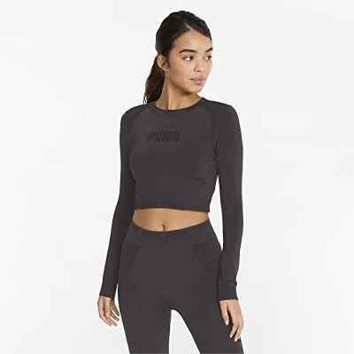 PUMA Evoknit Longsleeve tee Camiseta, Mujer, Black, s