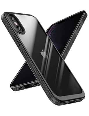 Quikbee Diseñado para iPhone X/XS – Carcasa Antideslizante Transparente Transparente de Grado Militar para Funda iPhone X/XS de 5,8 Pulgadas(Negro)