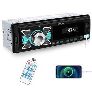 Radio Coche 1 DIN Bluetooth Manos Libres, 4x45W, App localiza/Radio FM/USB/TF/AUX/RCA / 40 EQ / 7 Colores + Control Remoto