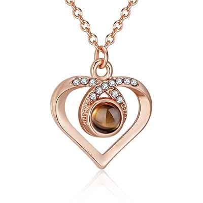 Regalo Dia De La Madre| Collar Mujer Plata De Ley 925| Colgante Mujer Con Proyección Te Quiero 100 Idiomas Colgante| Joyas Regalos Para Esposa, Mamá, Novia