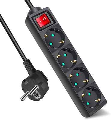  Regleta 3m con 4 enchufes e interruptor EXTRASTAR 