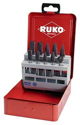 Ruko 116003TC - Juego de 10 fresas de metal duro TiCN con vástago de 6 mm