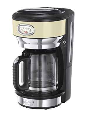 Russell Hobbs 21702-56 Retro - Cafetera de acero inoxidable con jarra de cristal, color crema