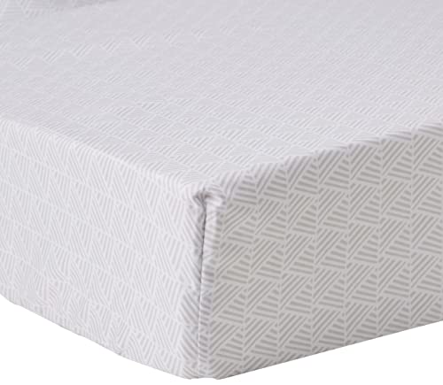 Sábana bajera ajustable, 135 x 190 x 30 cm, Gris con Líneas Cruzadas