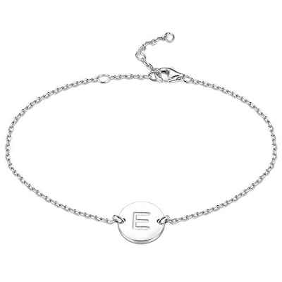 sailimue Pulseras Plata de Ley 925 para Muje Niñas Inicial de Cadena Letra A-Z Pulsera 16.5+5CM Ajustable
