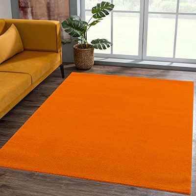 SANAT Alfombra de Pelo Corto para salón, Lisa, Moderna, para Dormitorio, Estudio, Oficina, Pasillo, habitación de los niños y Cocina, Color Naranja, 80 x 150 cm