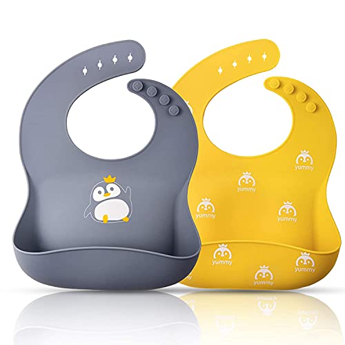 Set 2 baberos de silicona antigoteo para bebés