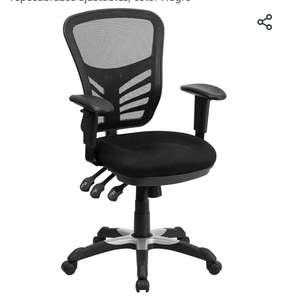 Silla de escritorio ergonómica, giratoria, de malla, multifunción, respaldo medio, reposabrazos ajustables