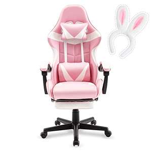 Silla Gaming Ergonómica con Reposapiés + Reposacabeza + Cojín Lumbar + Diadema. Reposabrazos Tapizados.