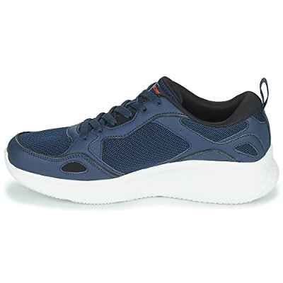 Skechers 232592 Nvy, Zapatillas Hombre, Ribete de Malla Duraleather Azul Marino, 45 EU