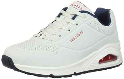 Skechers UNO Stand ON Air, Zapatillas Mujer, Beige Blanco Durabuck Navy Rojo Trim Wnvr, 41 EU