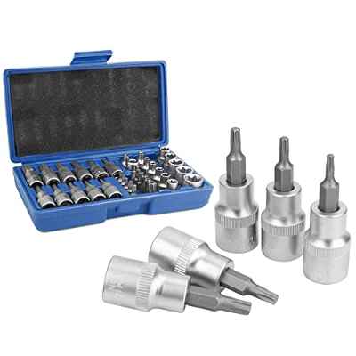 Skyeen Fino Calidad Cromo Vanadio Acero 34 UNIDS Conjuntos de Manga de Lote de Lote de Presión Conjuntos de Manguera de Cabeza Máquina de Reparación de Motores Socket Set Llave Hembra Torx macho