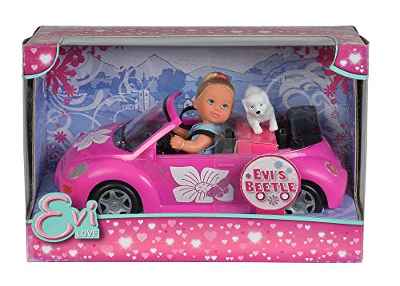 Smoby- Steffi Love-Evi en Beetle (Simba 5731539) Mini muñeca con Coche, Multicolor