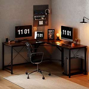 SogesHome Corner Desk Escritorio en Forma de L para computadora L (150 + 150) * W55 * H76 cm