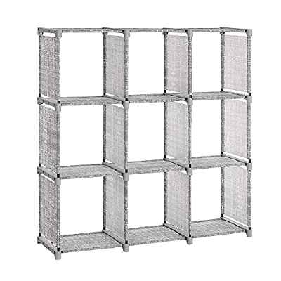 SONGMICS Estantería Modular, Librería Abierta con 9 Cubos, Armario de Almacenamiento, para Estudio de Hogar Sala de Estar, Gris Moteado LSN045G12