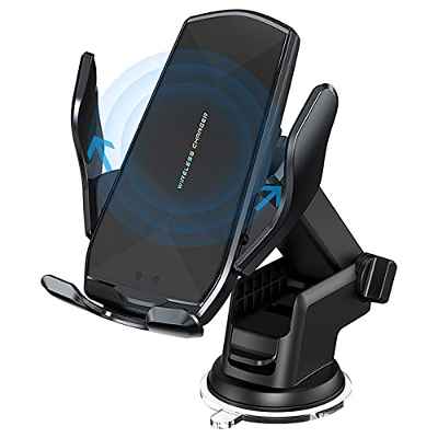 Soporte de Cargador de Coche inalámbrico, 15W Qi Carga rápida de Carga automática Soportes de teléfono Celular, Soporte de teléfono de Coche para salpicadero de ventilación de Aire