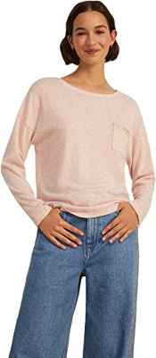 Springfield Camiseta Bolsillo Fantasía, Camiseta Mujer, Rosa (Pink), L