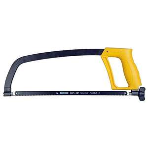 STANLEY 1-15-122, Sierra de Arco metálica 305 mm, 10 dientes/cm, Mango ergonómico antideslizante, Hoja bimetálica, 2 ángulos de corte