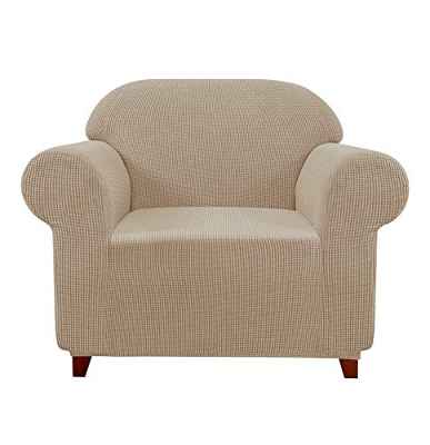 subrtex 1 Pieza Funda de Sofá Poliéster Elástica Cubierta de Asiento Forro de Sofá Doméstico (1 Plaza, Arena)