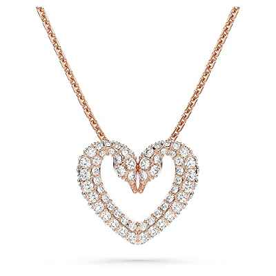 Swarovski Collar, Una para Mujer, con Colgante de Cisne, Cristales Blancos, Baño Tono Oro Rosa, Colección Una de Swarovski