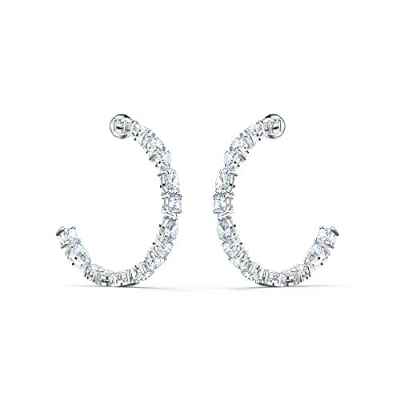 Swarovski Pendientes de aro Tennis Deluxe Mixed, blanco, baño de rodio