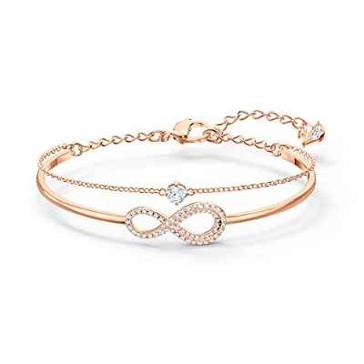Swarovski Pulsera Infinity, Blanco, baño Tono Oro Rosa