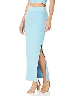 The Drop Falda para Mujer, Tyler de Punto Acanalado, Azul Cielo, XS